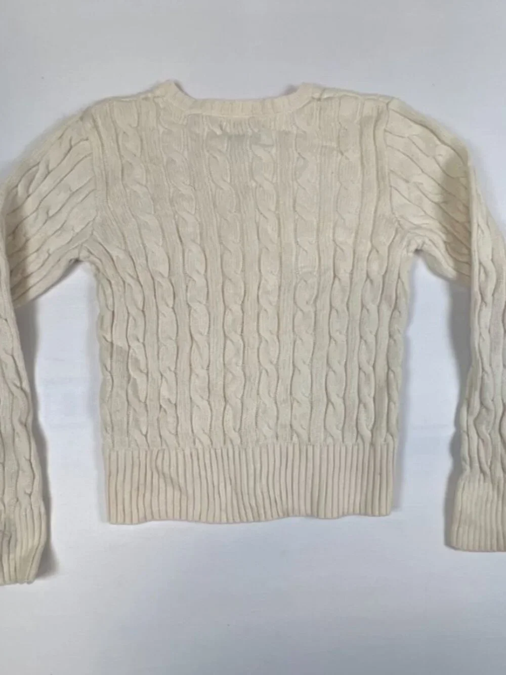 Ralph Lauren Women M Cream Cable Knit V-Neck Button Cardigan Sweater - Picture 2 of 9